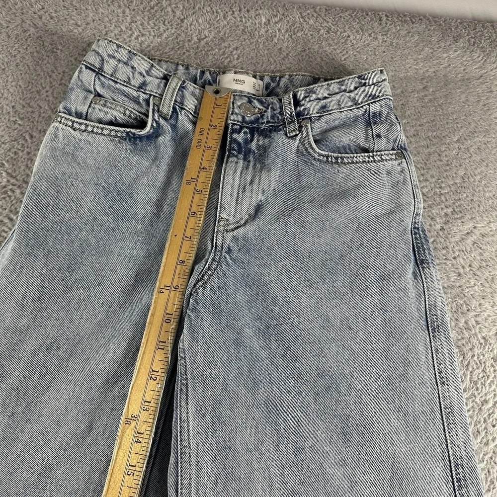 MNG Mango Jeans Womens 2 Wide Leg High Waisted Relaxed Raw Hem 26x31 - Picture 5 of 10